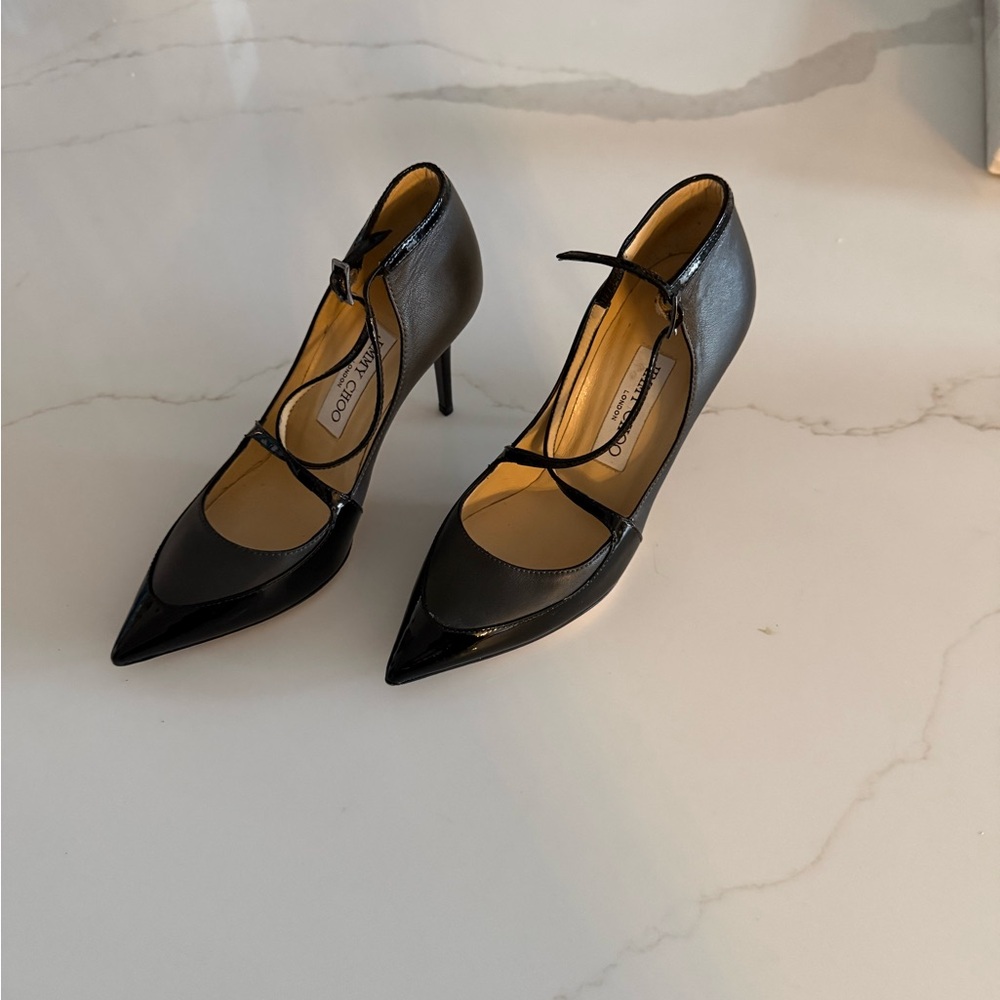 Jimmy Choo Black Leather Heels